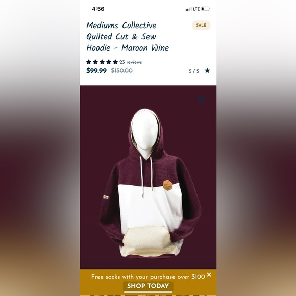 Mediums Collective Quilted Cut & Sew Hoodie - Maroon Wine. Men’s size L. - Picture 15 of 15